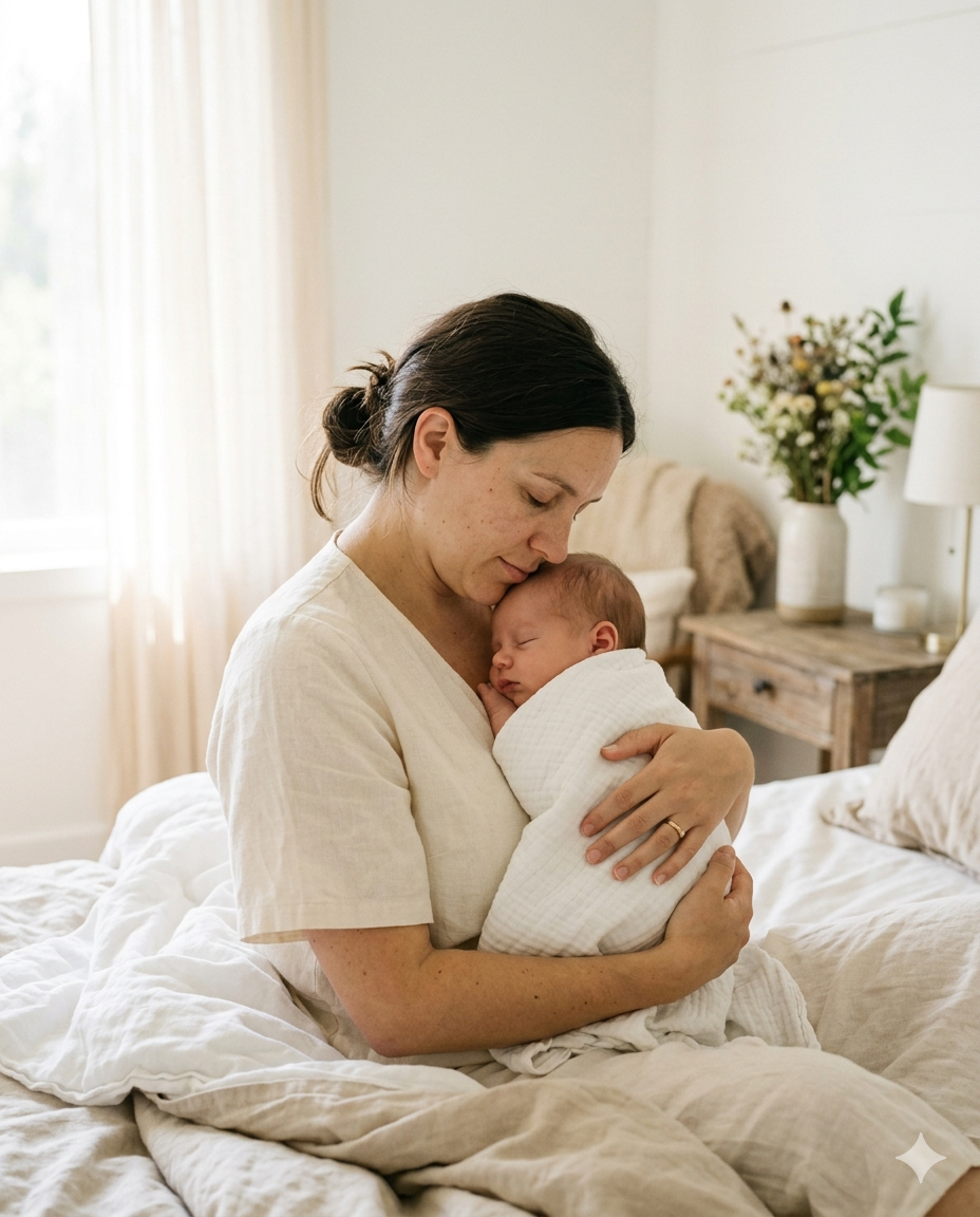 Mum holding her newborn — The Baby Masterplan